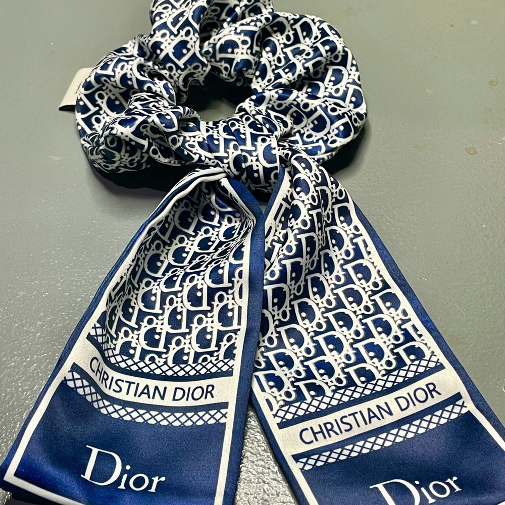 Dior Navy and White Hair Tie - Picture 2 of 6